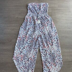 Small Red White & Blue Tube Top Jumpsuit with Tie detail 1257